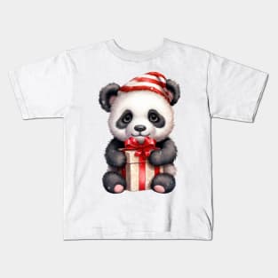 Christmas Panda Bear Kids T-Shirt